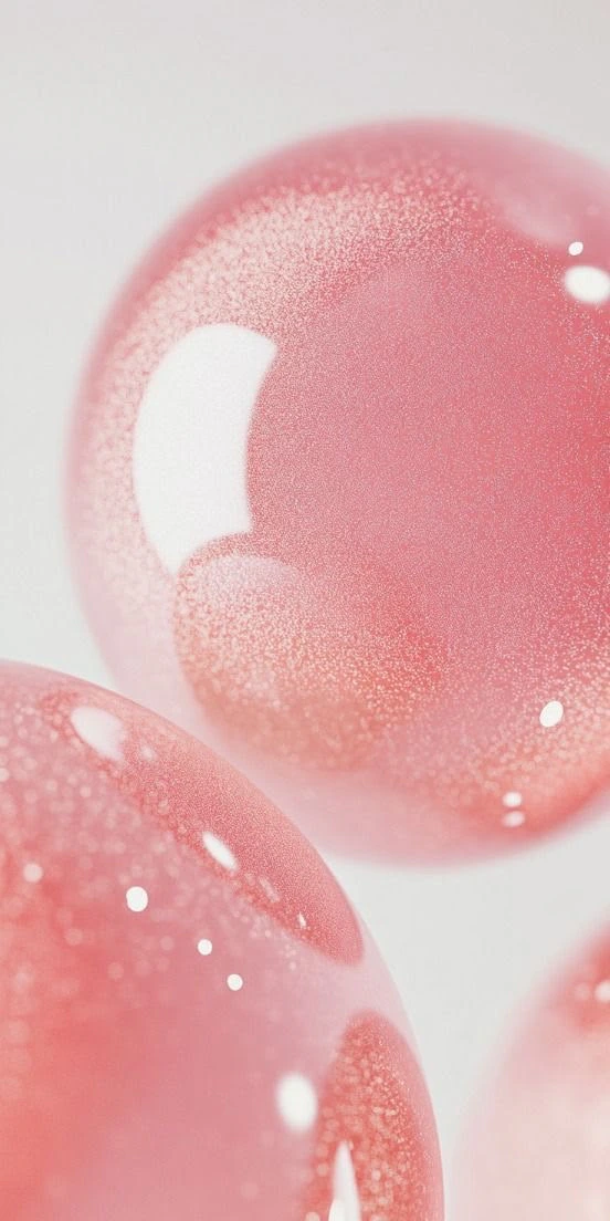 Soft pink translucent bubbles in a macro material study